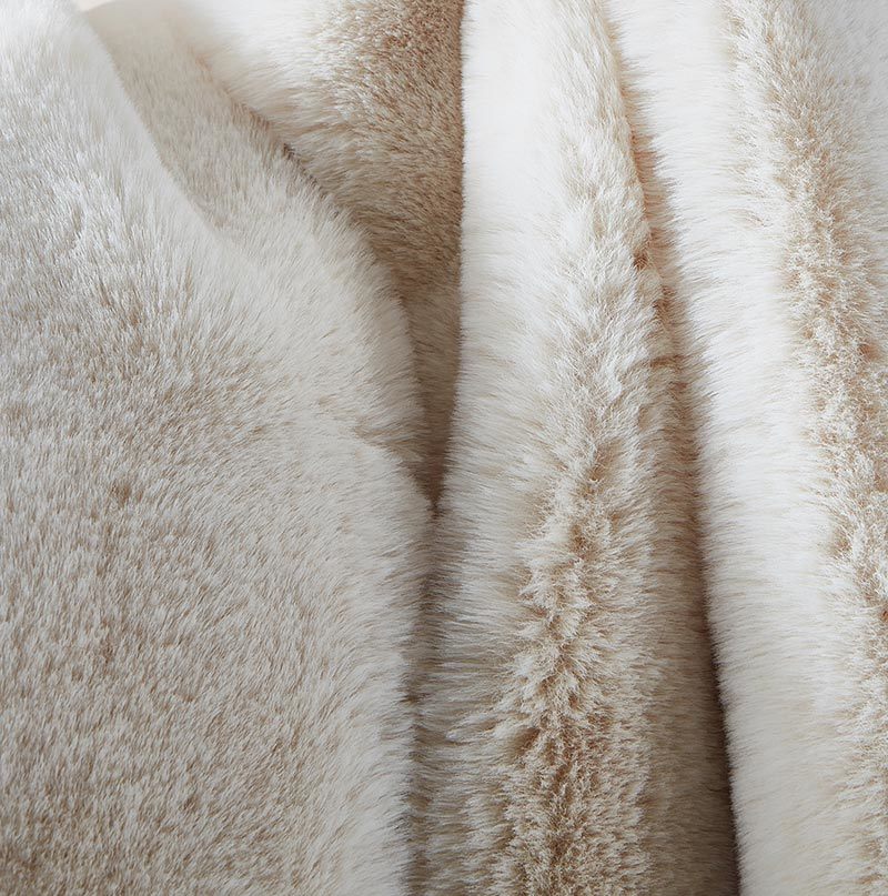 Beige Luxury Chinchilla Faux Fur Throw Blanket - 50"W x 60"L