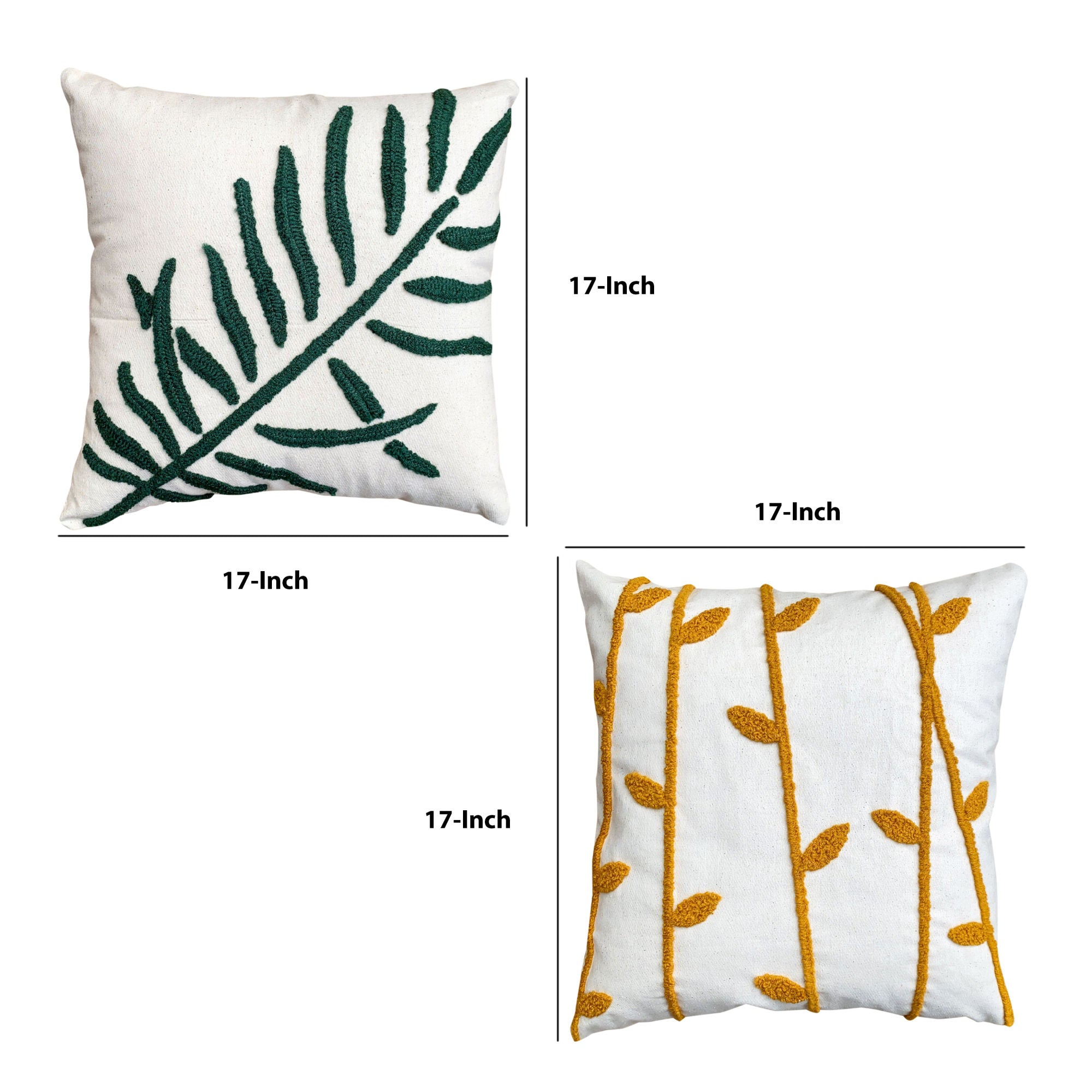 Leaf Embroidery Square Throw Pillow Set - 2PCS - promeedsilk