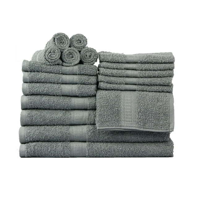 Basic Solid Bath Towel Set - 18 Pcs - promeedsilk