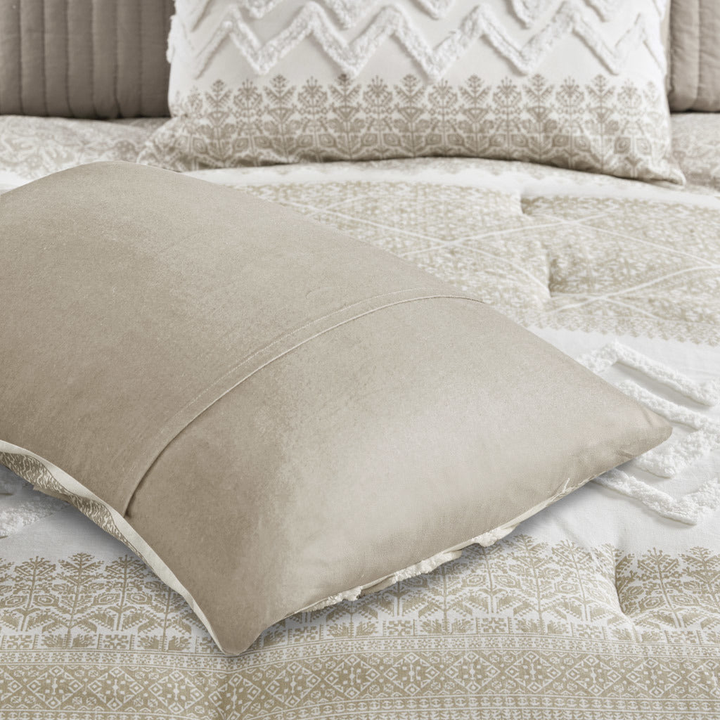 Taupe Cotton Comforter Set with Chenille Tufting - 3PCS - promeedsilk