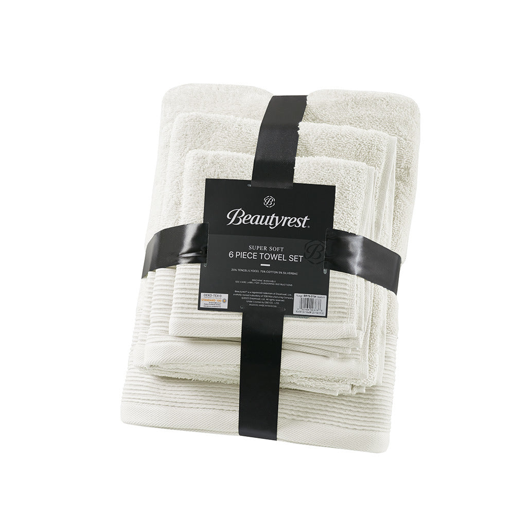 Ivory Antimicrobial Cotton Tencel Blend Towel Set - 6 Pcs