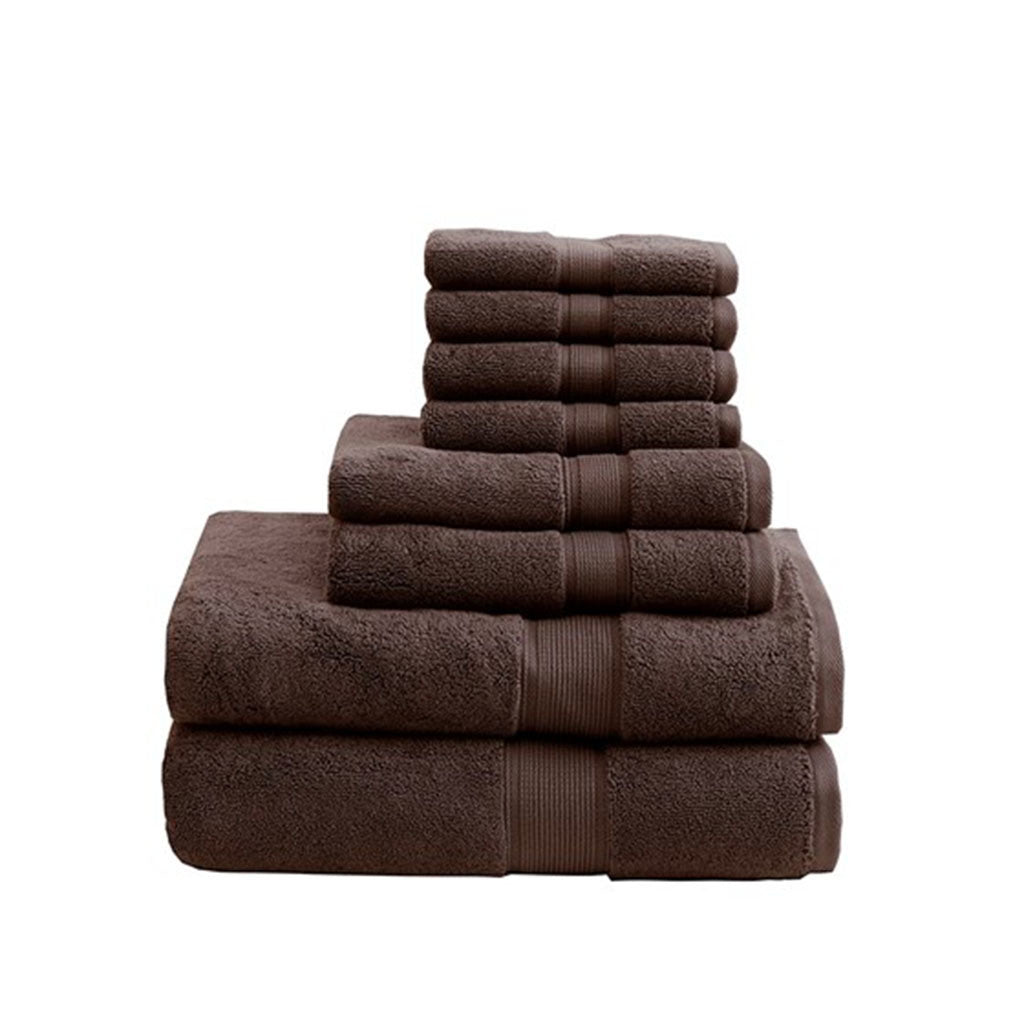 Mocha 100% Cotton Antimicrobial Towel Set - 8 Pcs - promeedsilk