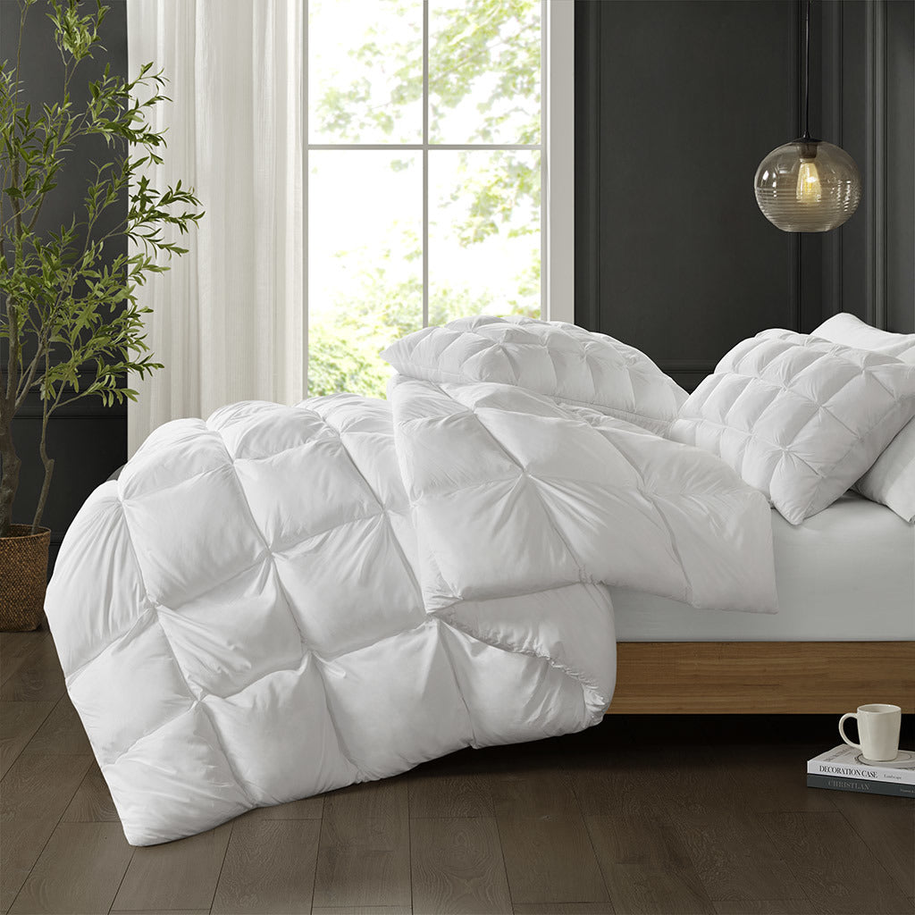 White Overfilled Down Alternative Comforter - 90"W x 90"L - promeedsilk