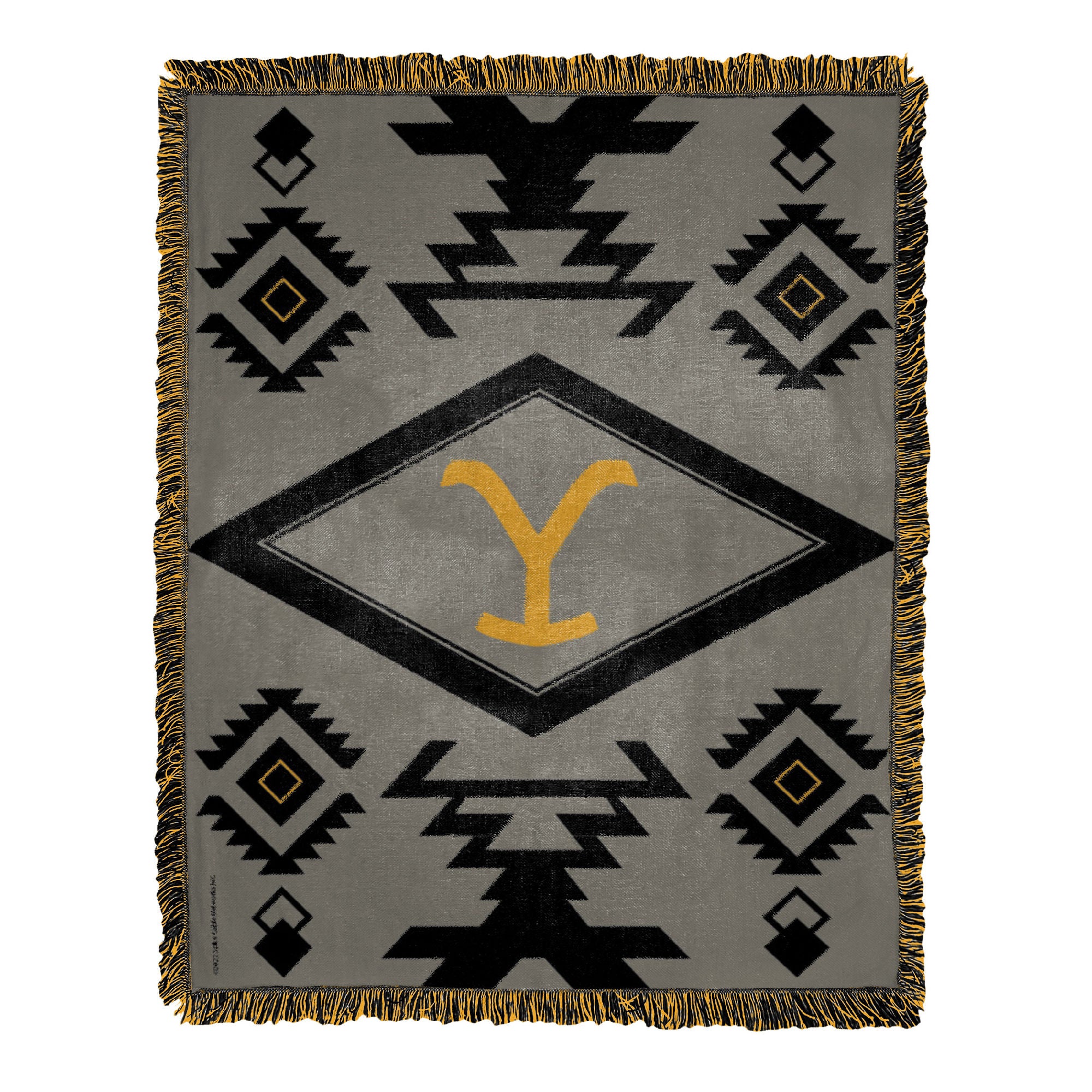 Yellowstone-Waffle Aztec Woven Jacquard Throw - 46"Wx60"L - promeedsilk