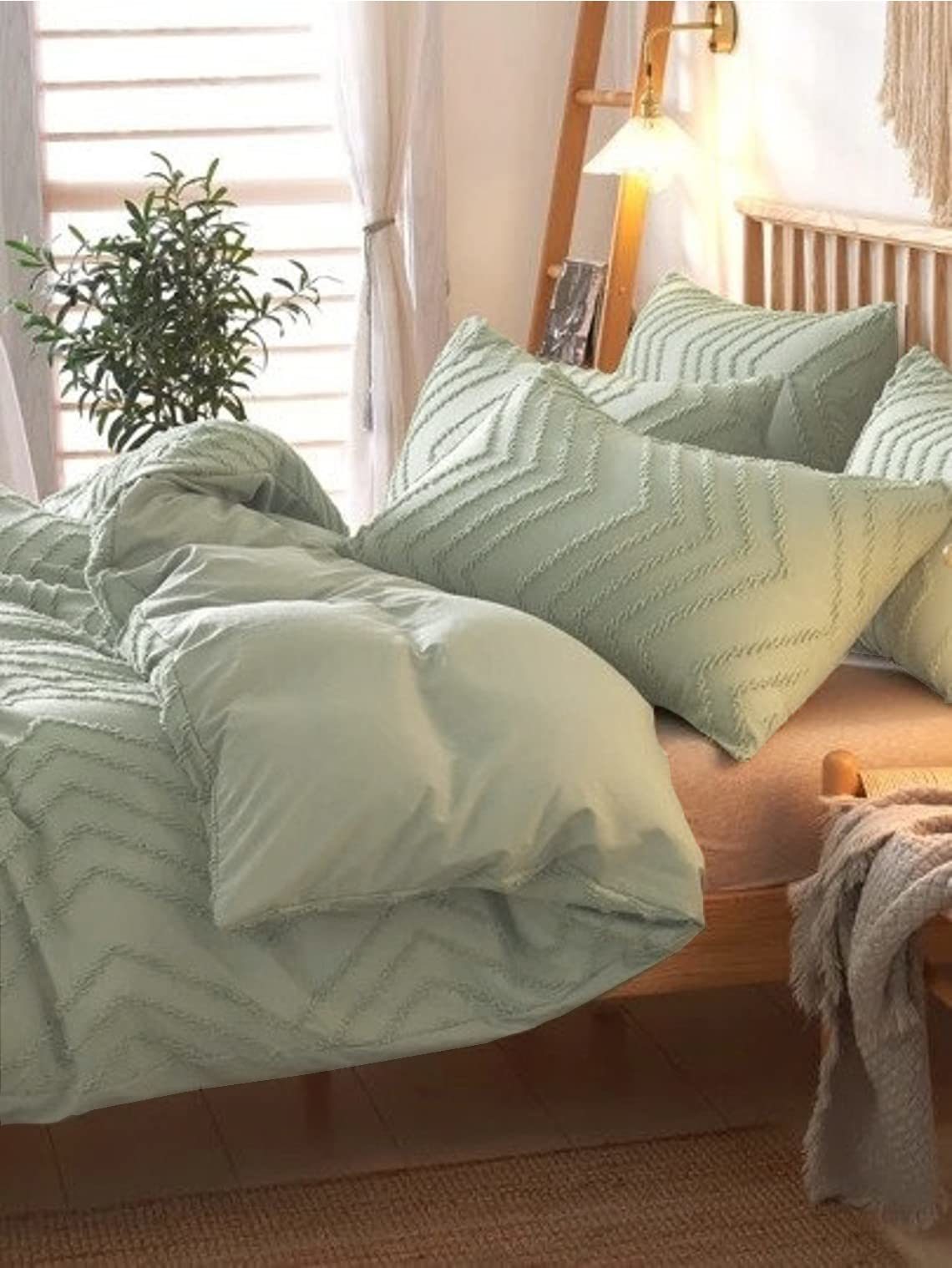 Sage Green Tufted Comforter Set - 3Pcs - promeedsilk