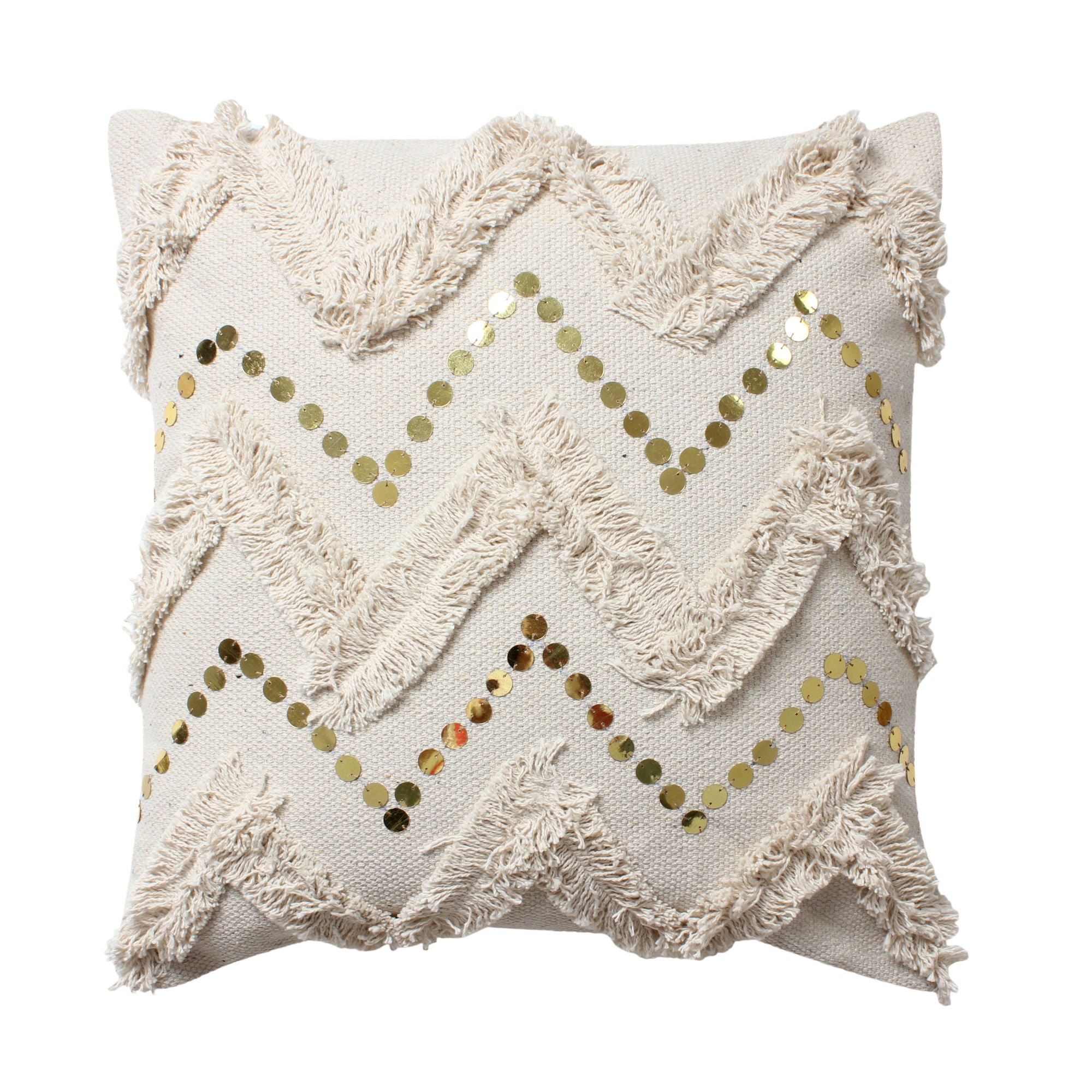 Off White Patchwork Square Throw Pillow - promeedsilk