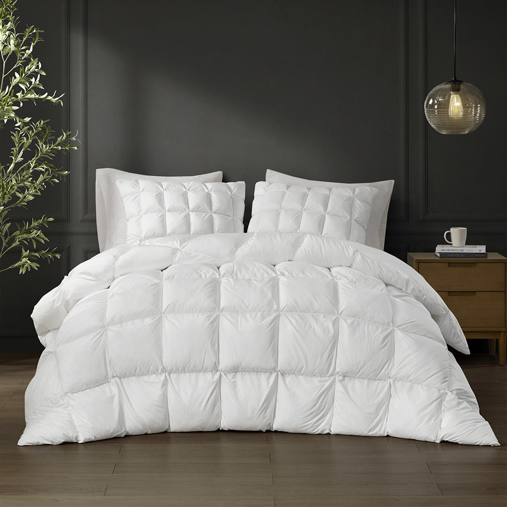 White Overfilled Down Alternative Comforter - 90"W x 90"L - promeedsilk