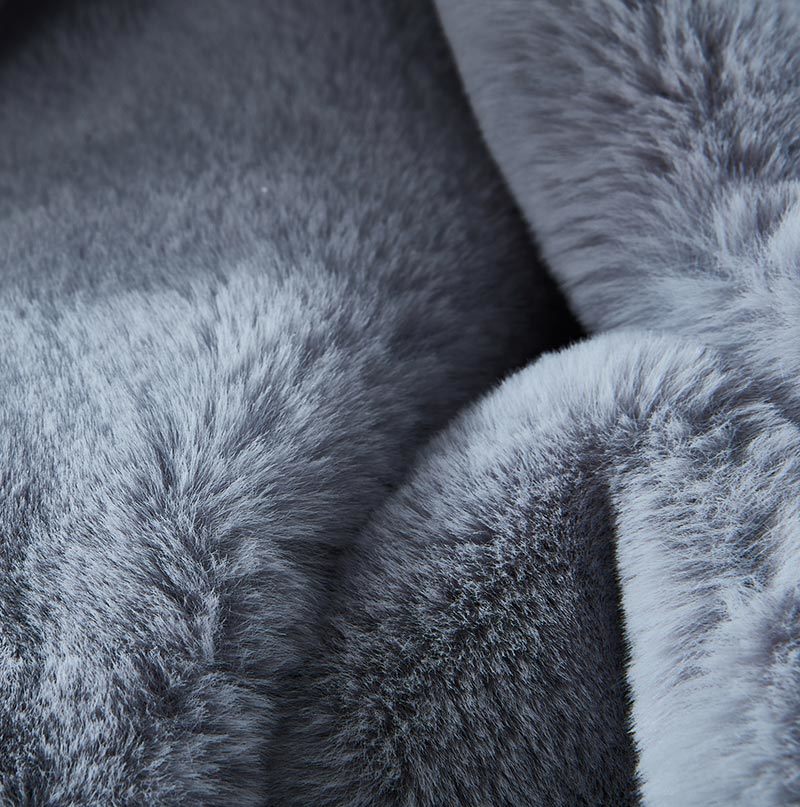 Grey Luxury Chinchilla Faux Fur Throw Blanket - 50" W x 60"L - promeedsilk