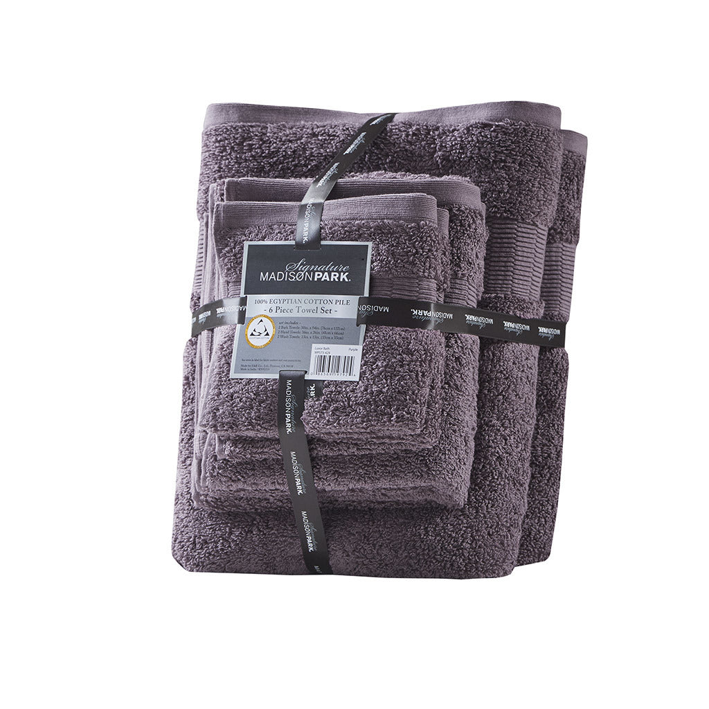 Purple 100% Egyptian Cotton Towel Set - 6 Pcs - promeedsilk