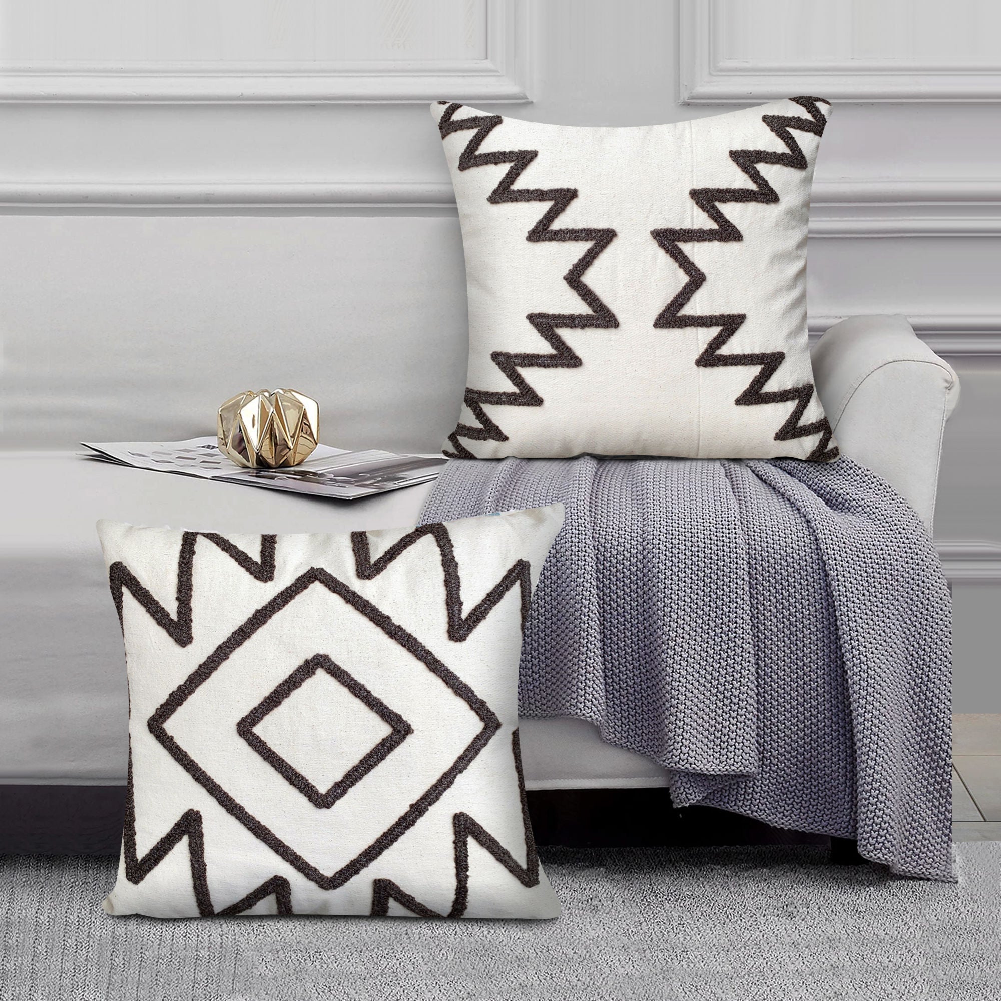 Modern Geometric Aztec Square Throw Pillow Set - 2 PCS - promeedsilk