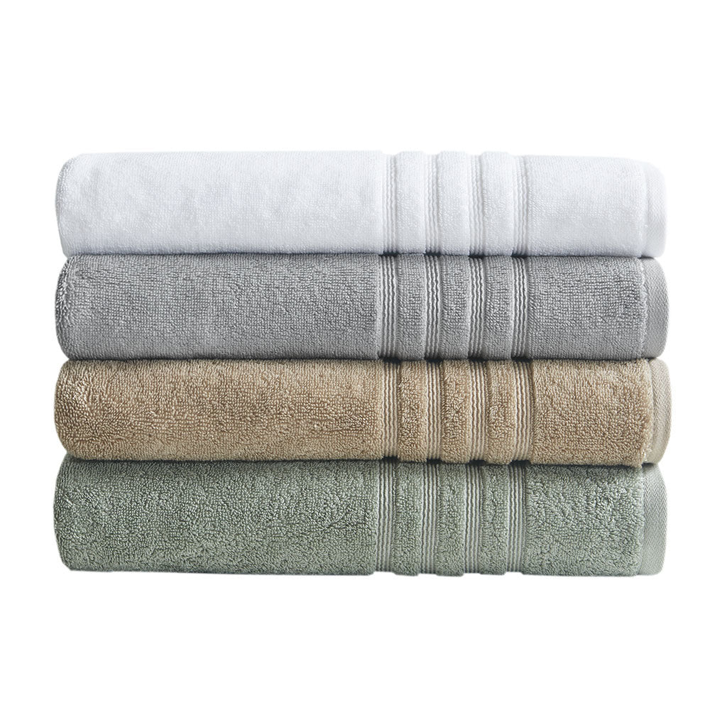 White Sustainable Antimicrobial Bath Towel Set - 6 Pcs - promeedsilk