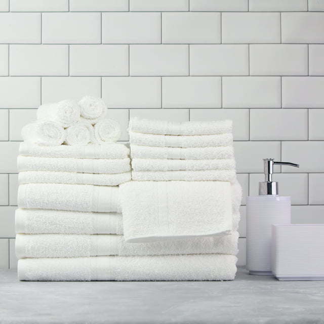 Basic Solid Bath Towel Set - 18 Pcs - promeedsilk