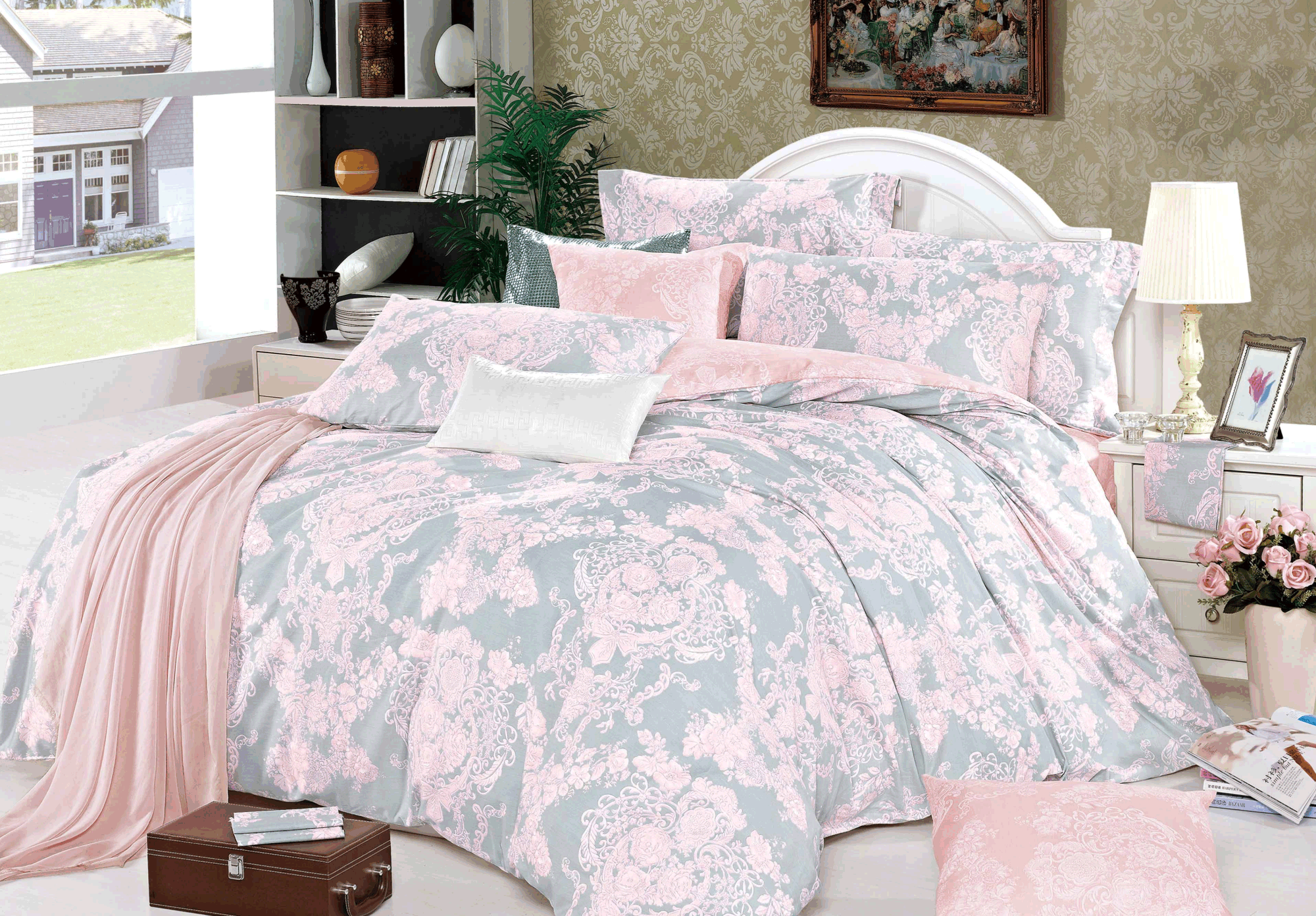 100% Cotton Comforter Set 3 Pcs - 90"W x 90"L - promeedsilk