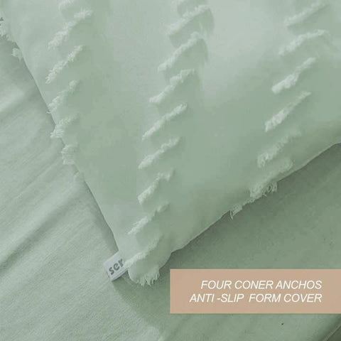 Sage Green Tufted Comforter Set - 3Pcs