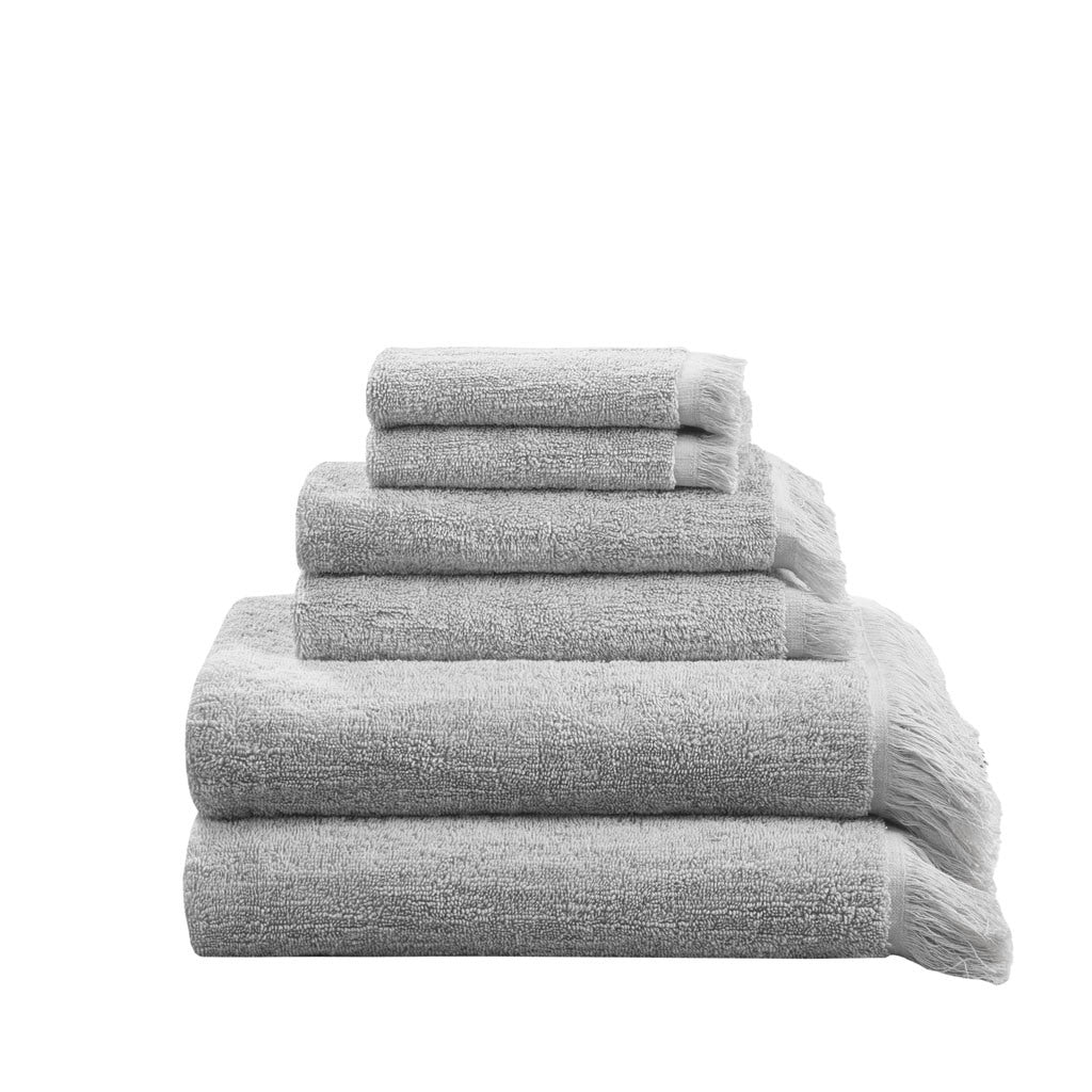 Grey Cotton Dobby Slub Towel Set - 6 Pcs