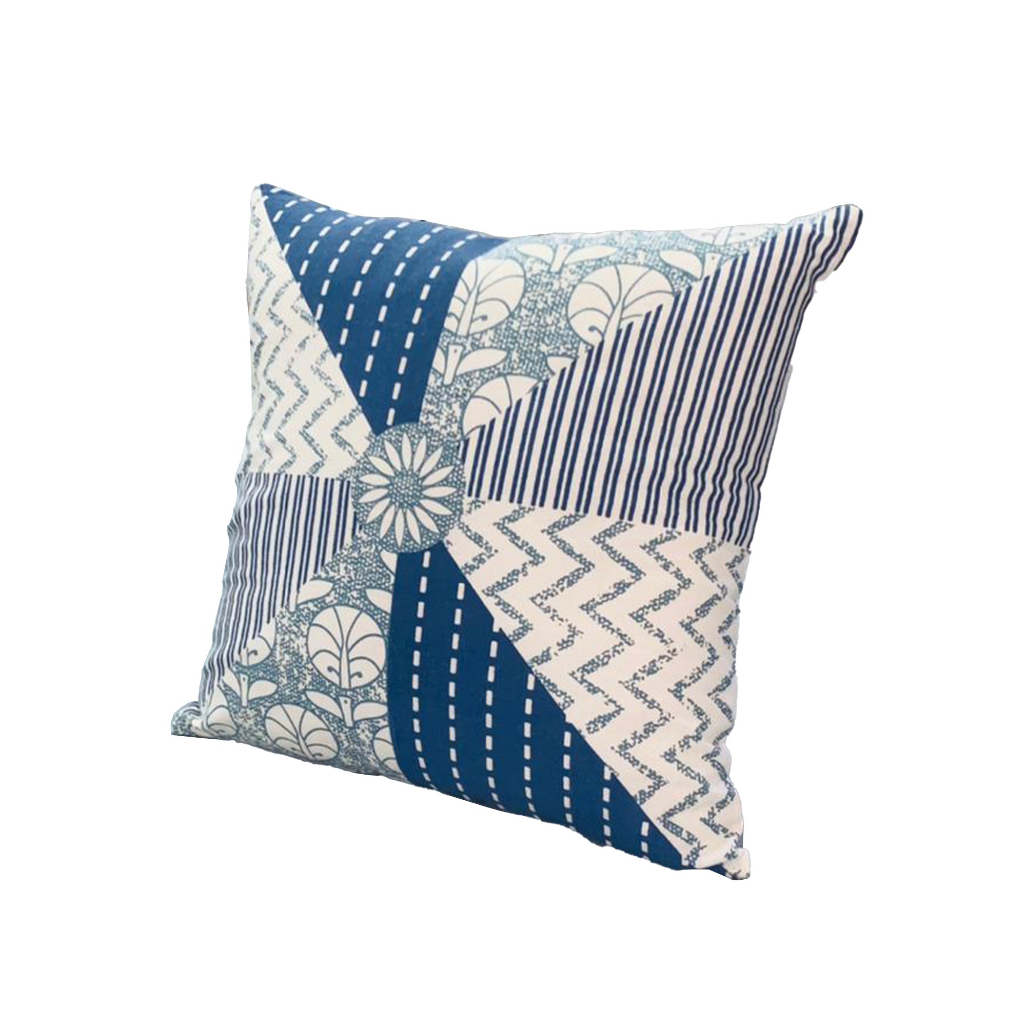 Blue Geometric Square Throw Pillow - promeedsilk