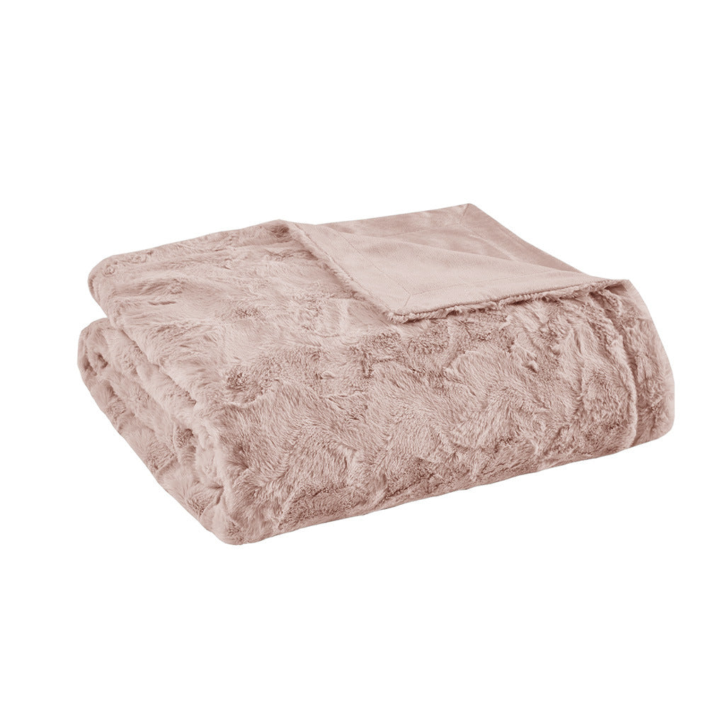 Blush Oversized Faux Fur Throw - 60"W x 70"L - promeedsilk