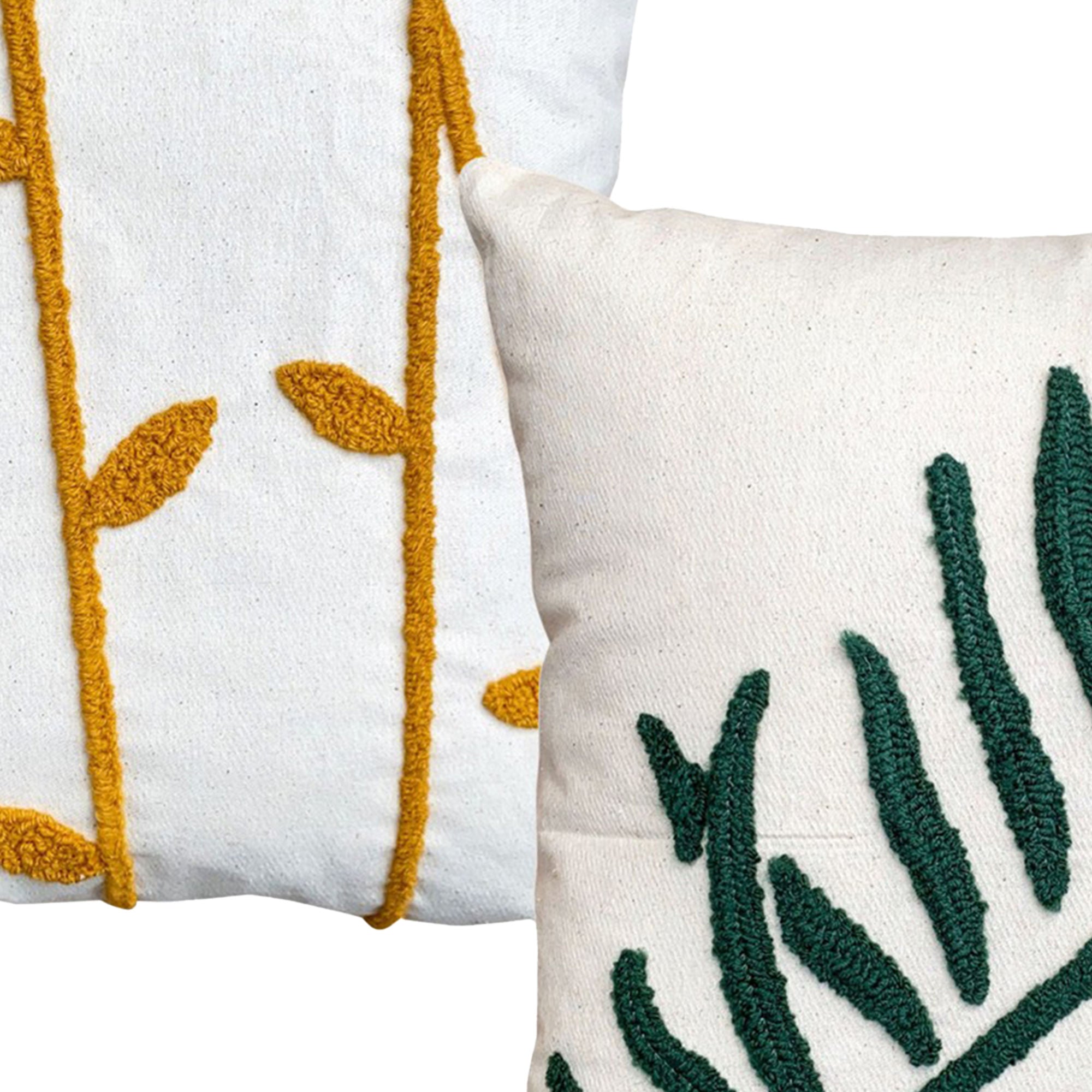 Leaf Embroidery Square Throw Pillow Set - 2PCS