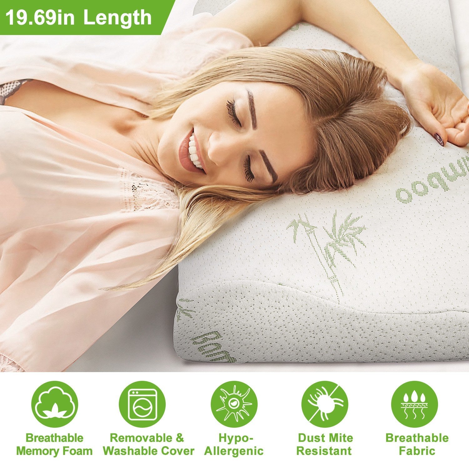 Bamboo Memory Foam Sleep Pillow Contoured Cervical Orthopedic Pillow Neck Support Breath Pillow
