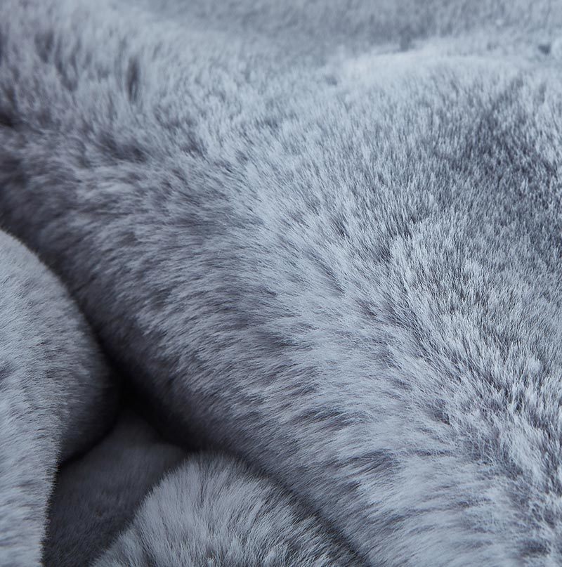 Grey Luxury Chinchilla Faux Fur Throw Blanket - 50" W x 60"L - promeedsilk