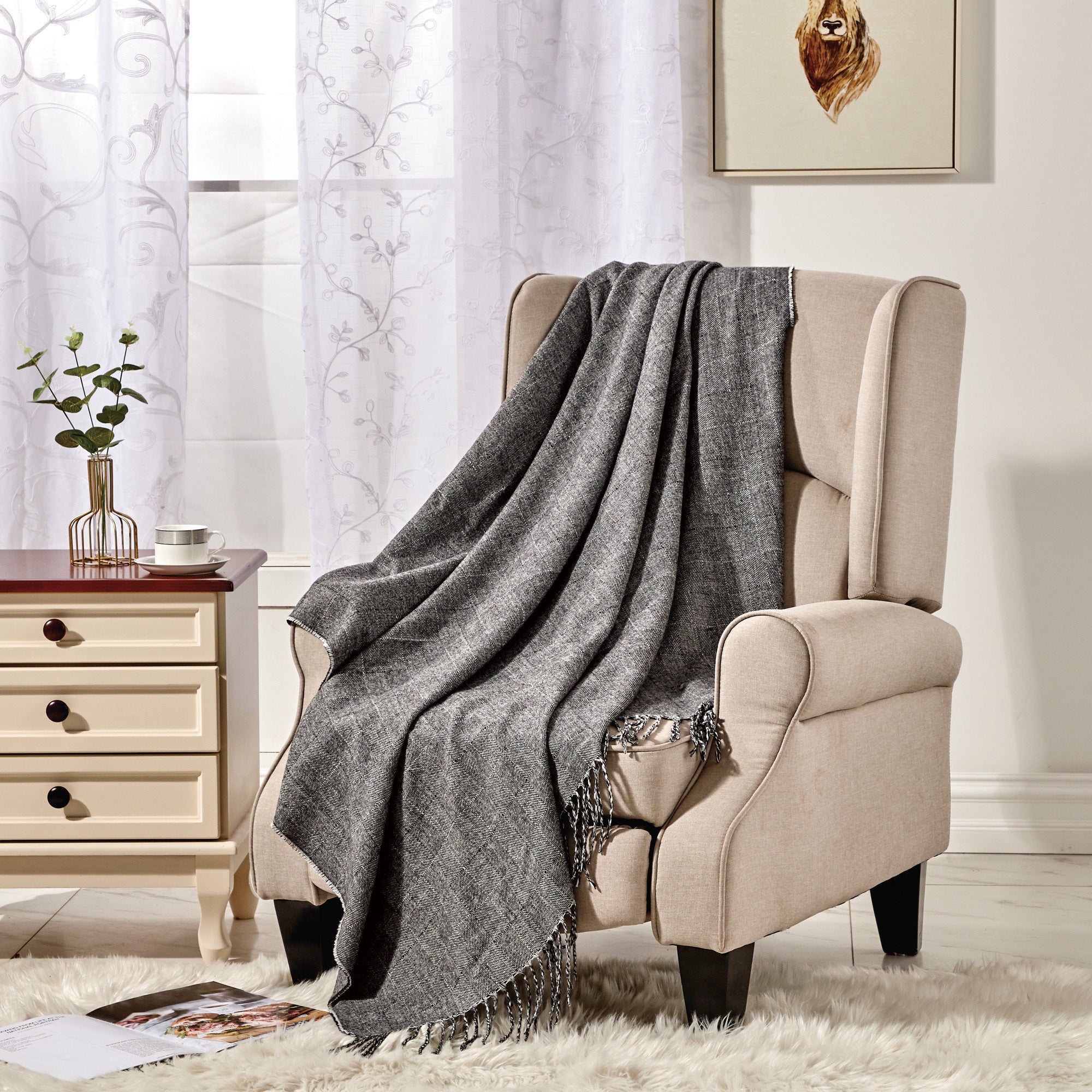 Grey Sofa Throw - 50"Wx60"L - promeedsilk