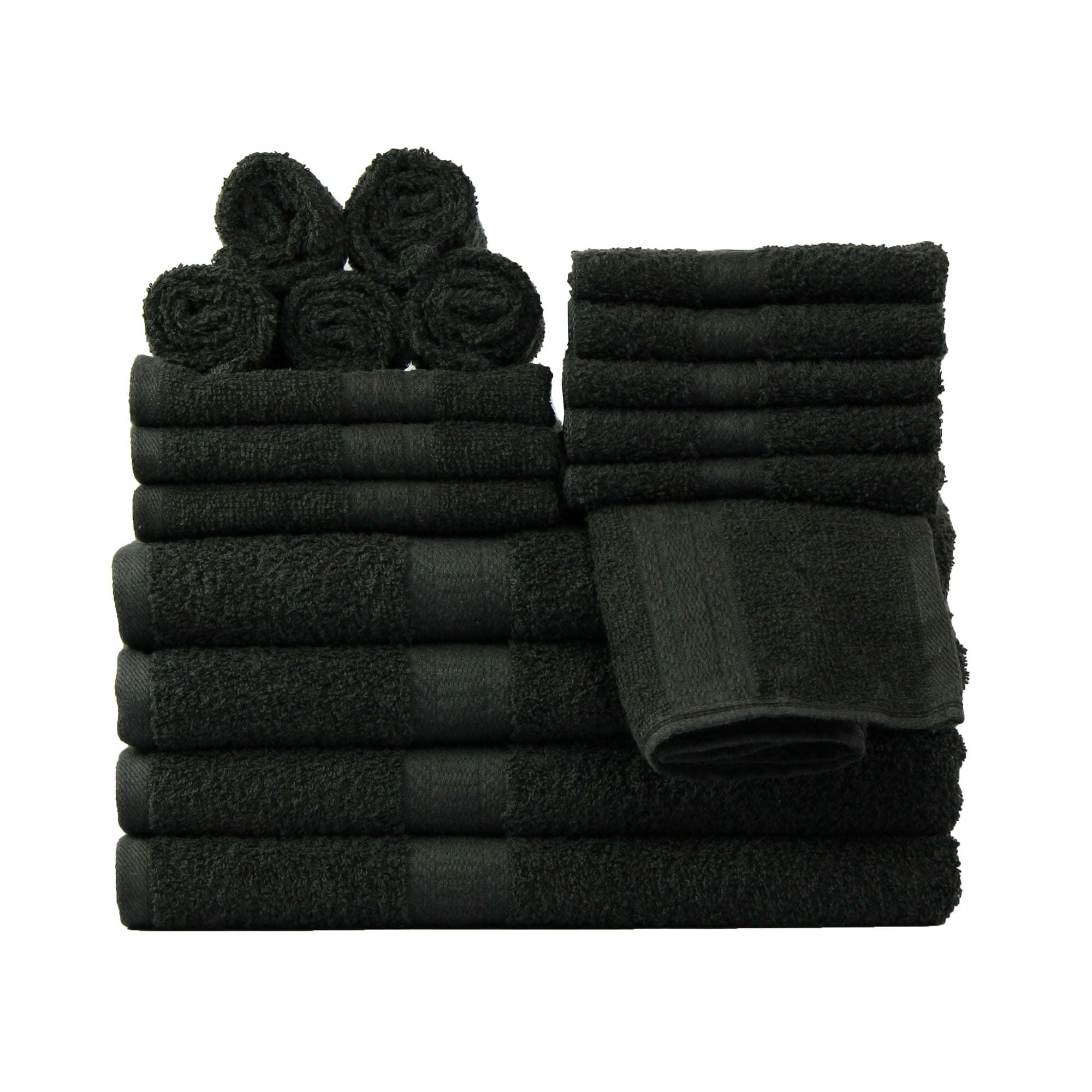 Basic Solid Bath Towel Set - 18 Pcs - promeedsilk