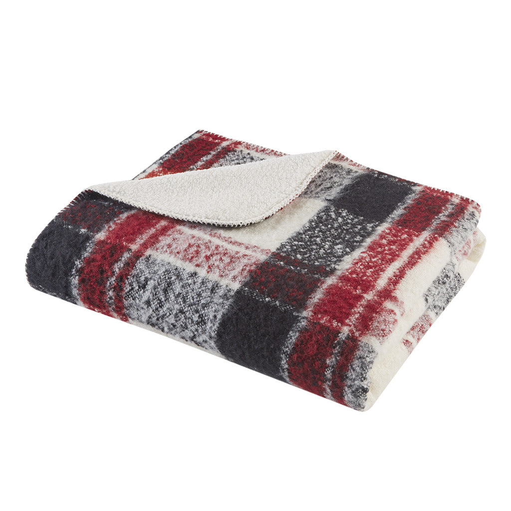 Red Faux Mohair to Sherpa Throw - 50"W x 60"L
