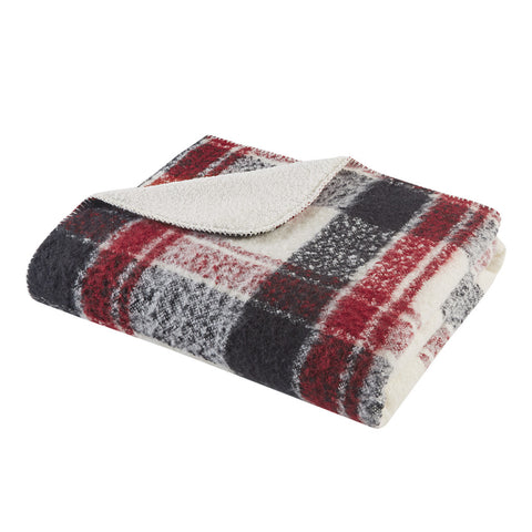 Red Faux Mohair to Sherpa Throw - 50