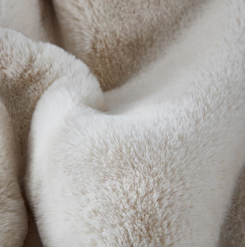 Beige Luxury Chinchilla Faux Fur Throw Blanket - 50"W x 60"L