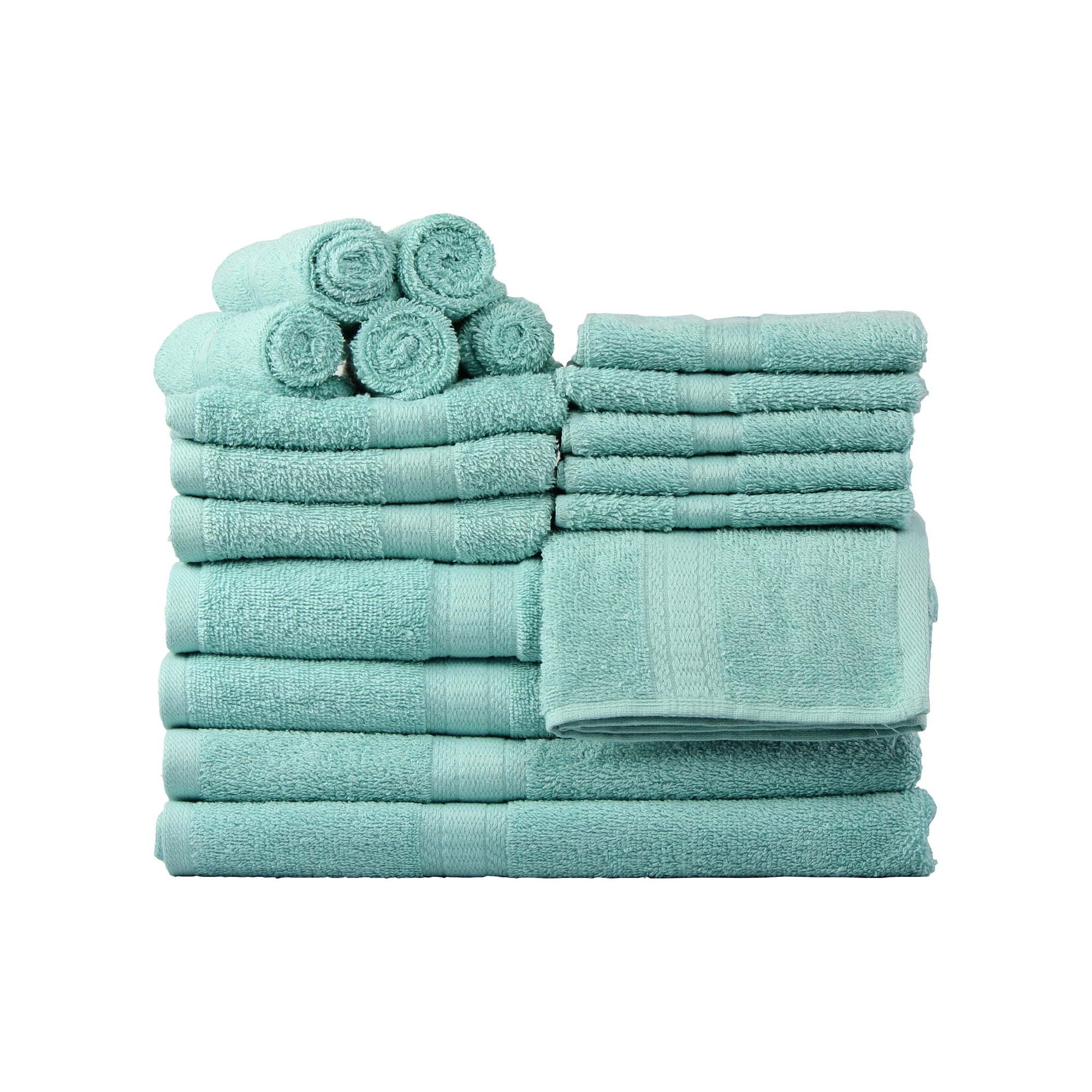 Basic Solid Bath Towel Set - 18 Pcs - promeedsilk