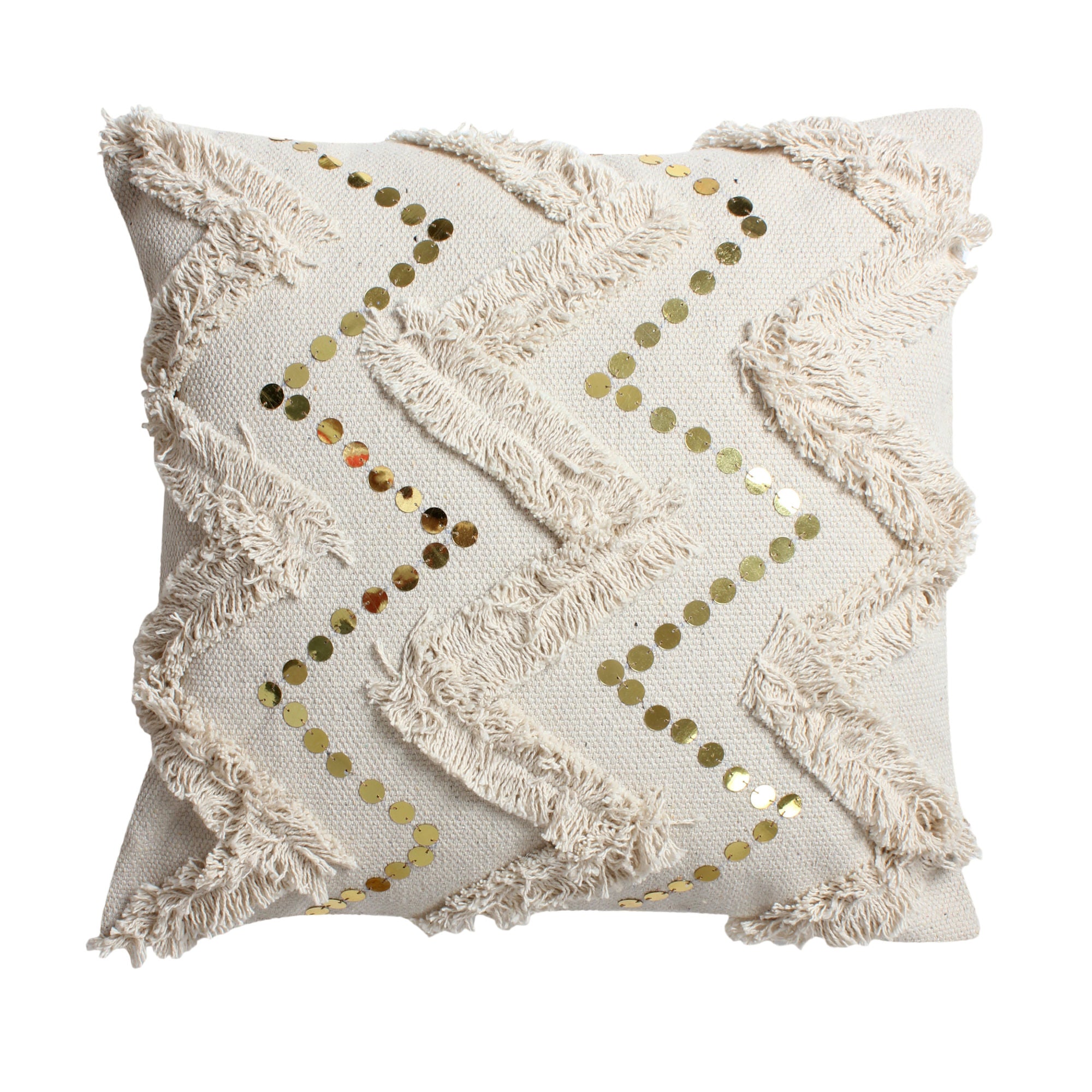 Off White Patchwork Square Throw Pillow - promeedsilk