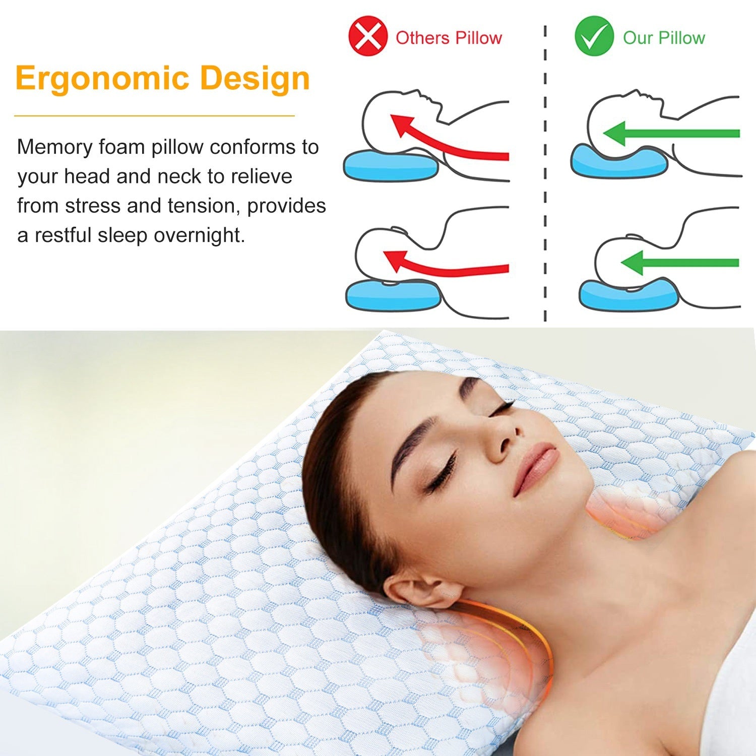 Cooling Ventilated Soft Memory Foam Pillow - 2Pcs - promeedsilk