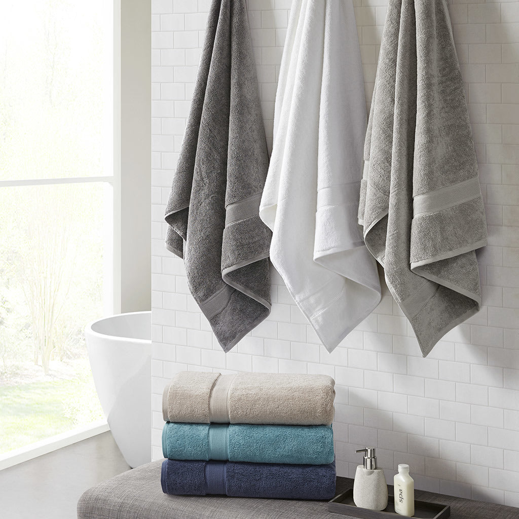 Grey 100% Cotton Antimicrobial Bath Towel Set - 2 Pcs - promeedsilk