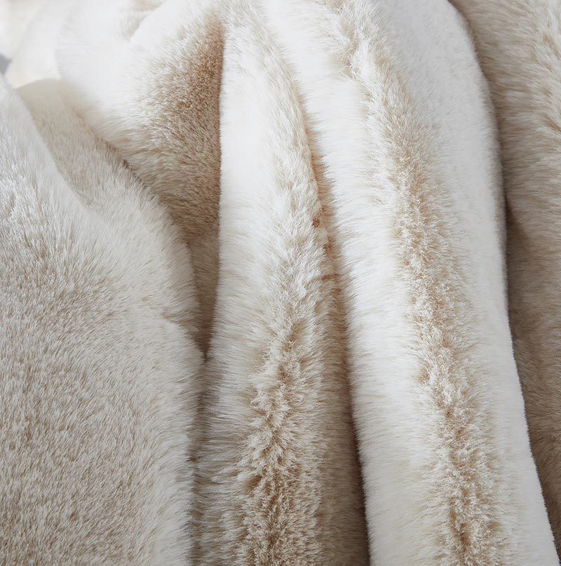 Beige Luxury Chinchilla Faux Fur Throw Blanket - 50"W x 60"L - promeedsilk