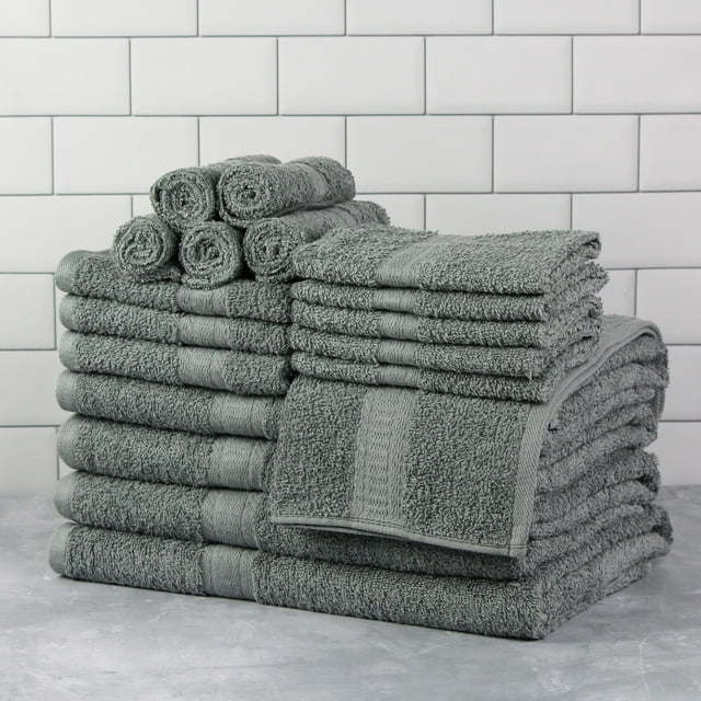 Basic Solid Bath Towel Set - 18 Pcs - promeedsilk