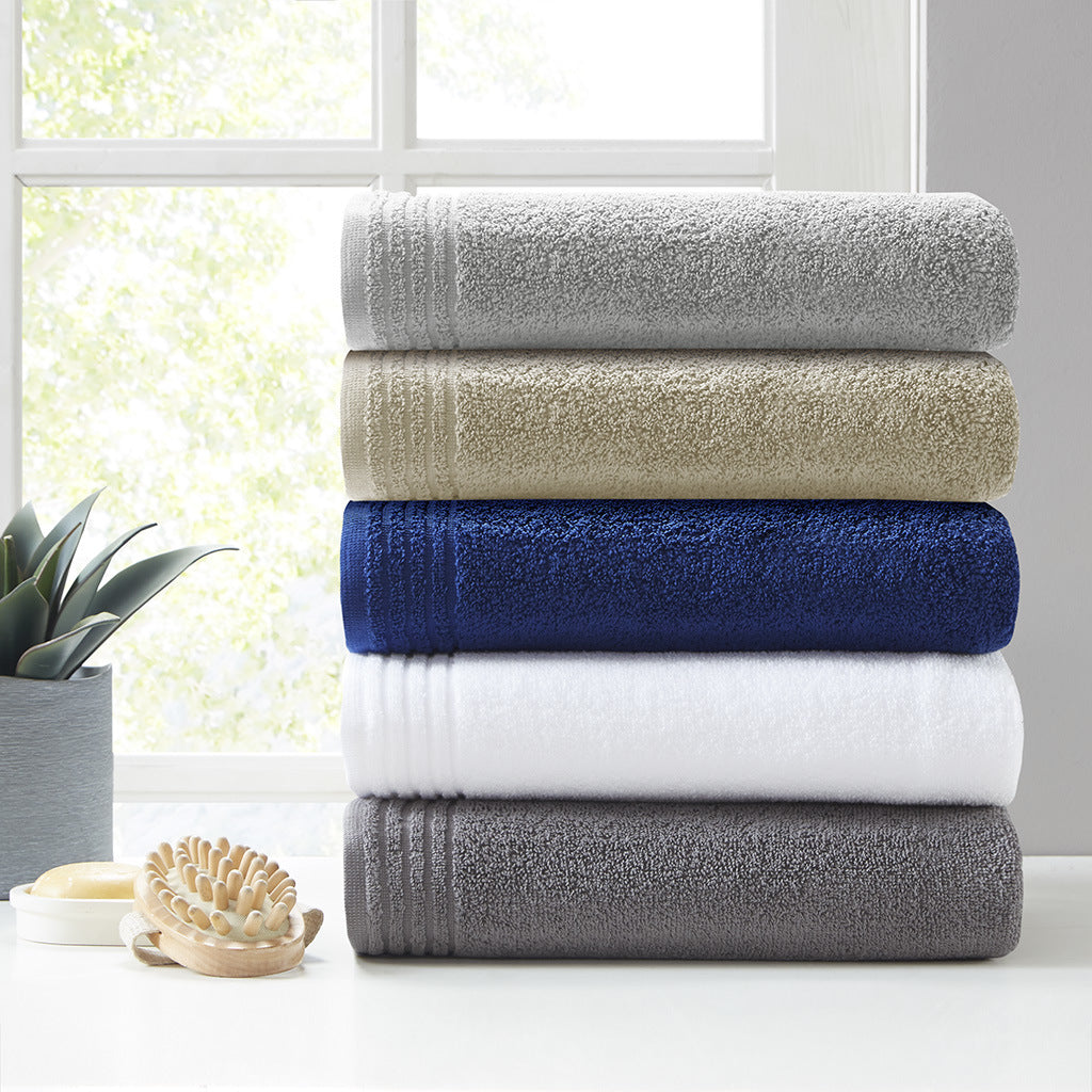 Silver 100% Cotton Quick Dry Bath Towel Set - 12 Pcs - promeedsilk