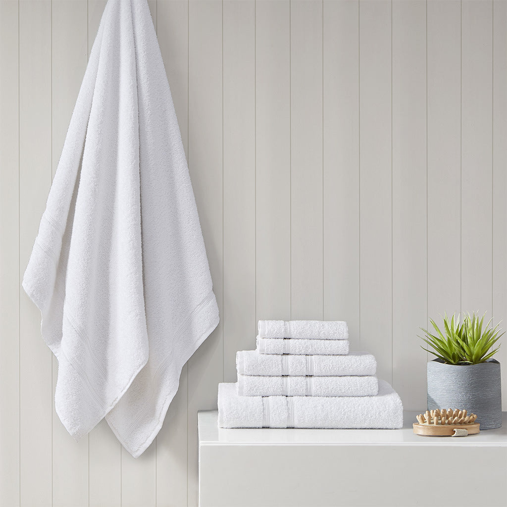 White 100% Turkish Cotton Towel Set - 6 Pcs - promeedsilk