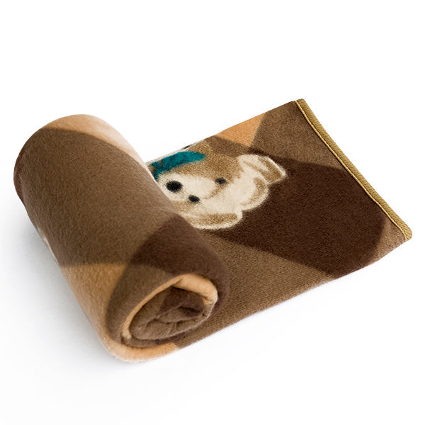 Korean Coral Fleece Mini Baby Throw Blanket -Teddy Bear - Brown - 27.6"W x 38.6"L - promeedsilk