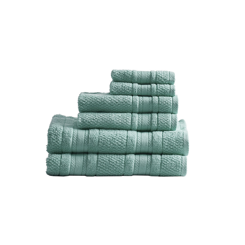 Teal Super Soft Cotton Quick Dry Bath Towel Set - 6 Pcs - promeedsilk