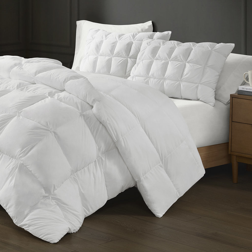 White Overfilled Down Alternative Comforter - 90"W x 90"L - promeedsilk