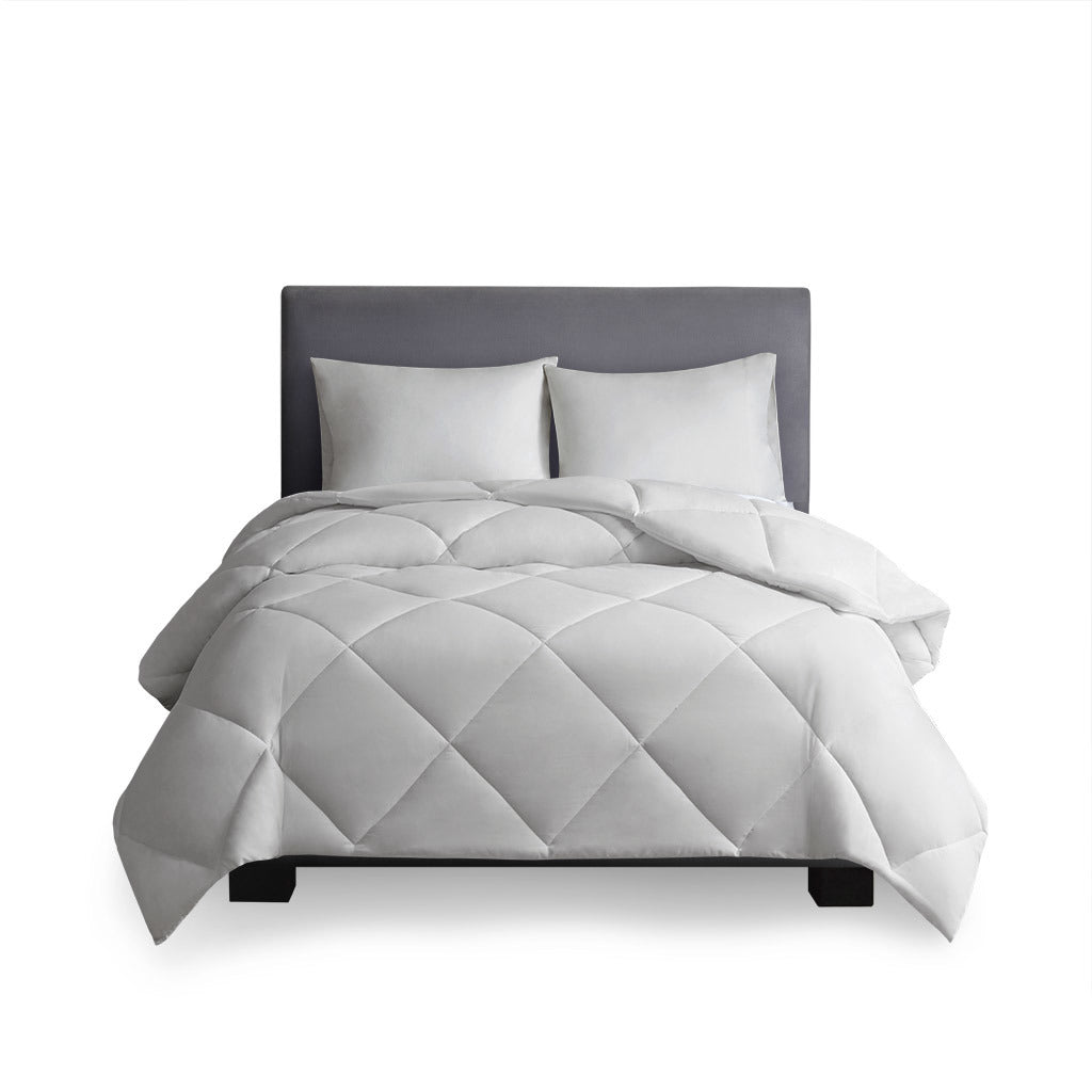 White Oversized Down Alt Comforter with Smart Temp Treatment - 90"W x 94"L
