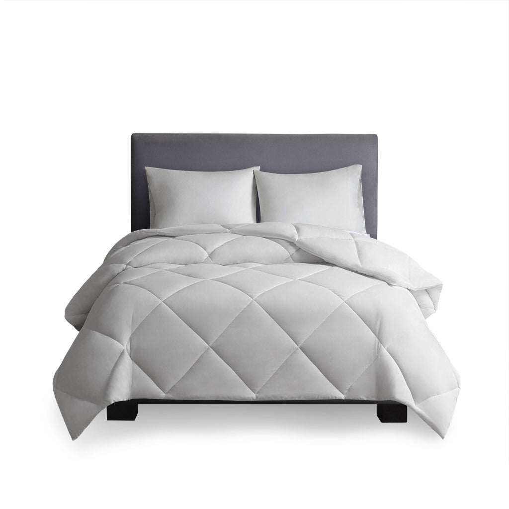 White Oversized Down Alt Comforter with Smart Temp Treatment - 90"W x 94"L - promeedsilk