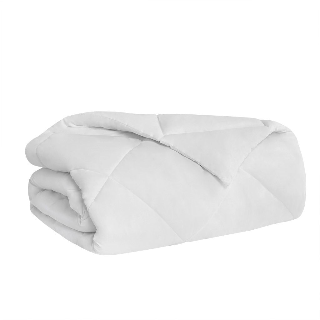 White Oversized Down Alt Comforter with Smart Temp Treatment - 90"W x 94"L - promeedsilk