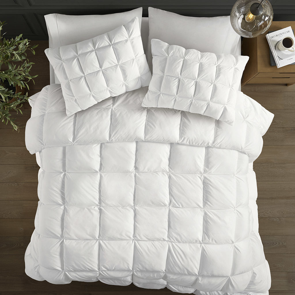 White Overfilled Down Alternative Comforter - 90"W x 90"L - promeedsilk