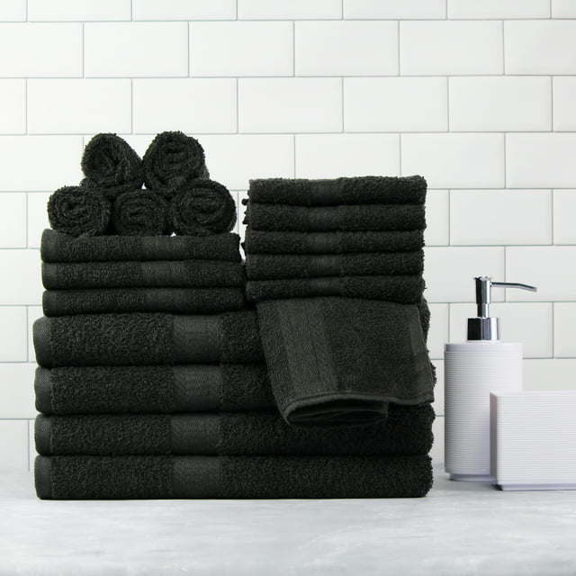 Basic Solid Bath Towel Set - 18 Pcs - promeedsilk