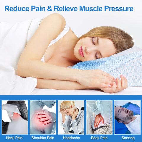 Memory Foam Pillow Neck Support Pillow for Pain Relief Sleeping Ergonomic Contour Orthopedic Support Side Back Stomach Sleeper