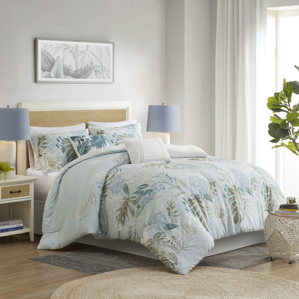 Blue Oversized Cotton Comforter Set - 6PCS - promeedsilk