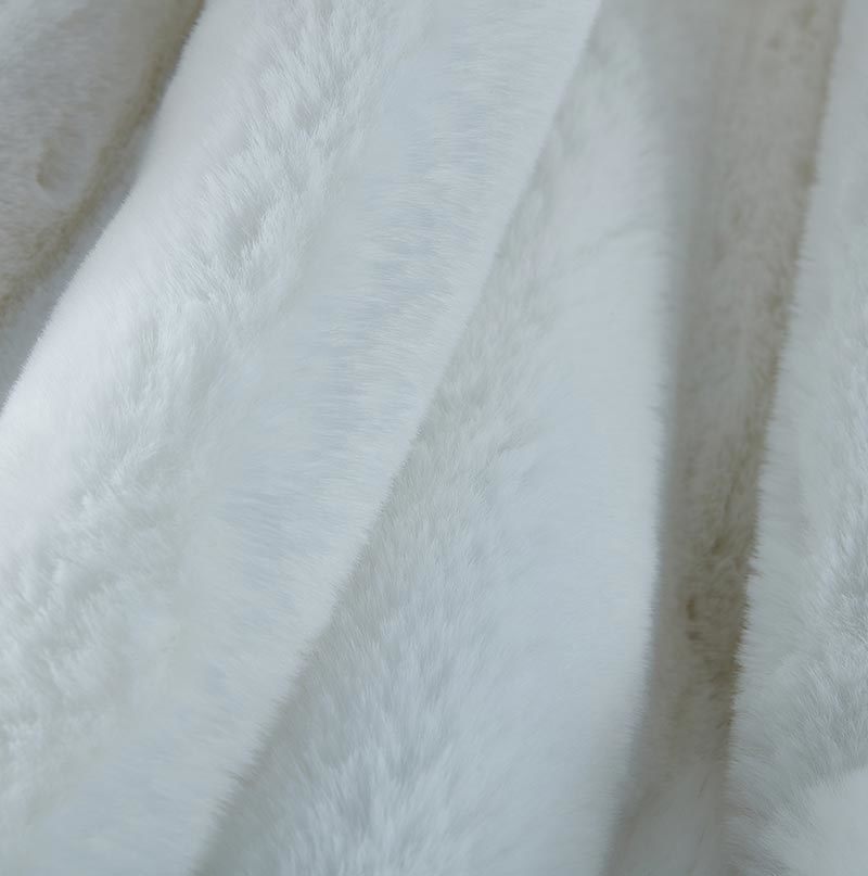 White Luxury Chinchilla Faux Fur Throw Blanket - 50"W x 60"L - promeedsilk