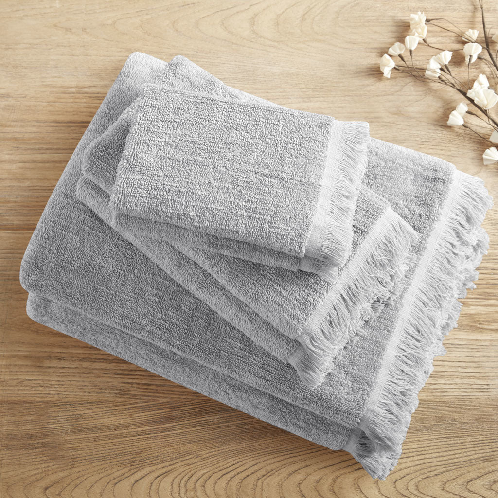 Grey Cotton Dobby Slub Towel Set - 6 Pcs - promeedsilk