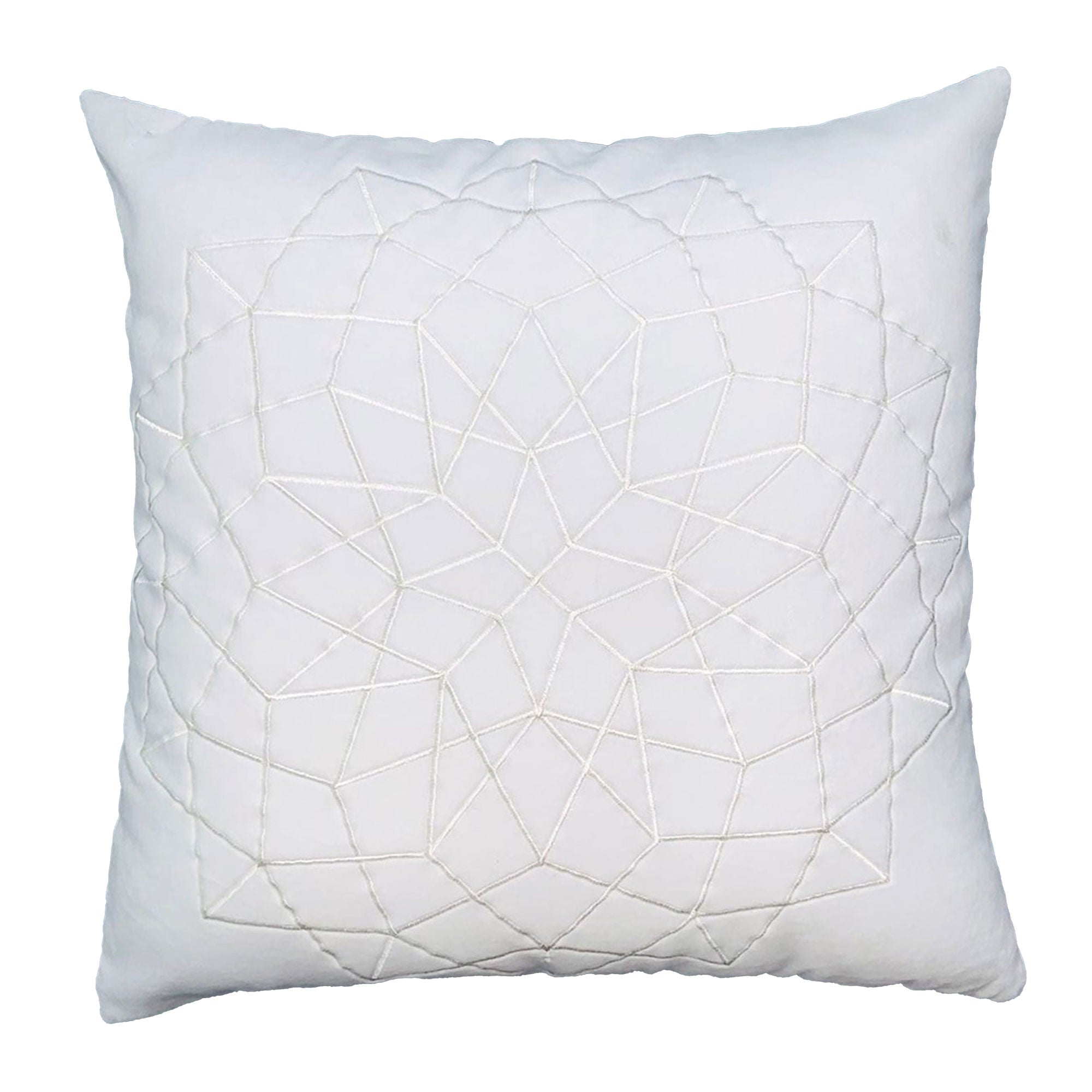 White Geometric Abstract Square Throw Pillow - promeedsilk